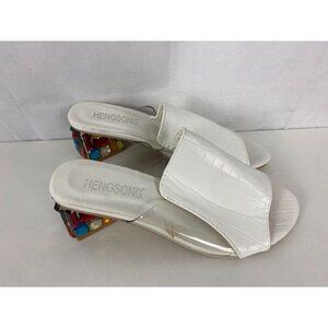 Hengsong White Jewel Slip on Heels Women's 38 or 8